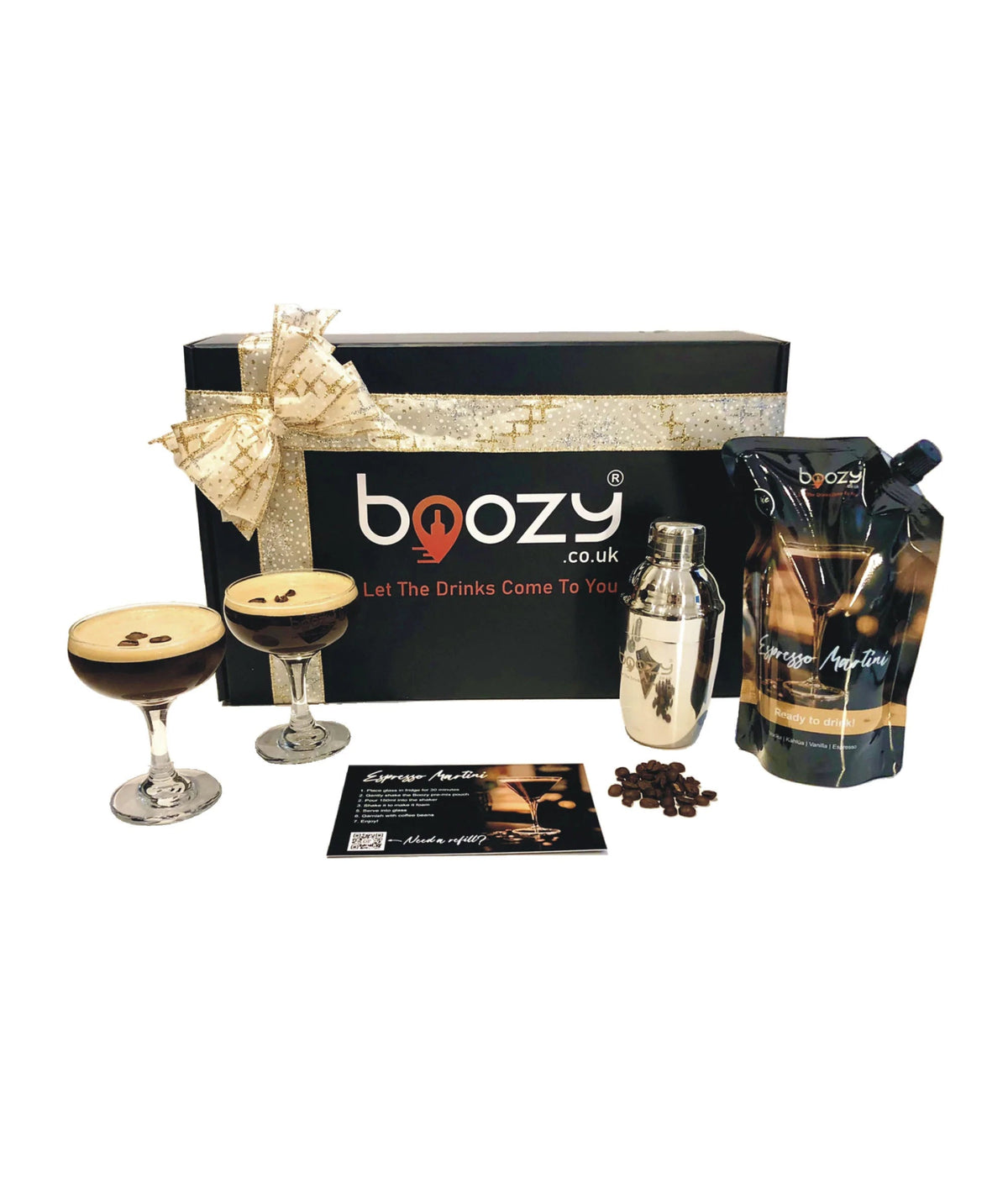 Boozy Espresso Martini Cocktail Kit With Shaker & Glasses In Gift Box - Boozy