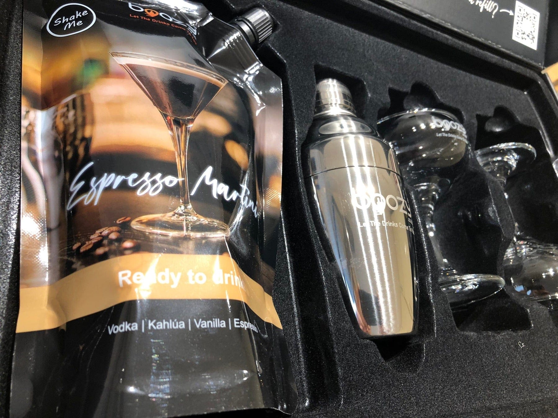 Boozy Espresso Martini Cocktail Kit With Shaker & Glasses In Gift Box - Boozy