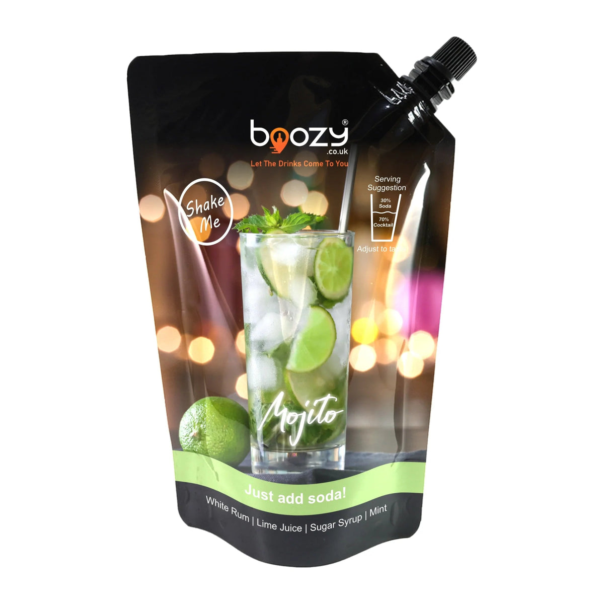Boozy Mojito Cocktail, 20% ABV, 500ml, 7-8 Servings, Just Add Soda, Premium Ready Mixed Cocktail - Boozy