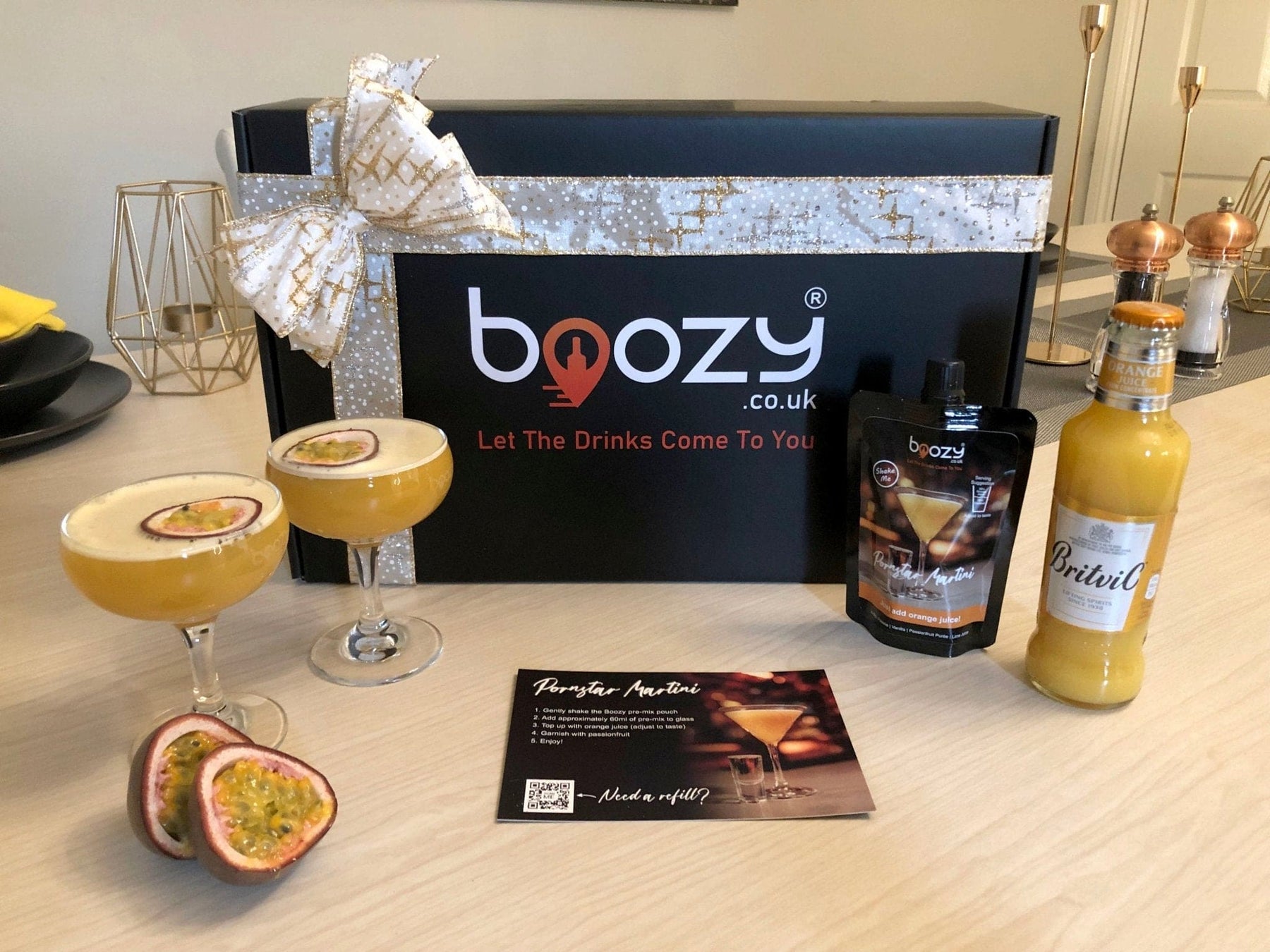 Boozy Pornstar Martini Cocktail Kit With Shaker & Glasses In Gift Box - Boozy