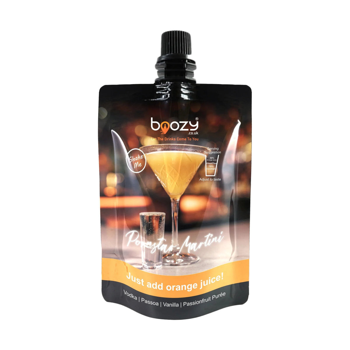 Boozy Pornstar Martini Cocktail, 17% ABV, 500ml, 7-8 Servings, Just Add Orange Juice, Premium Ready Mixed Cocktail - Boozy