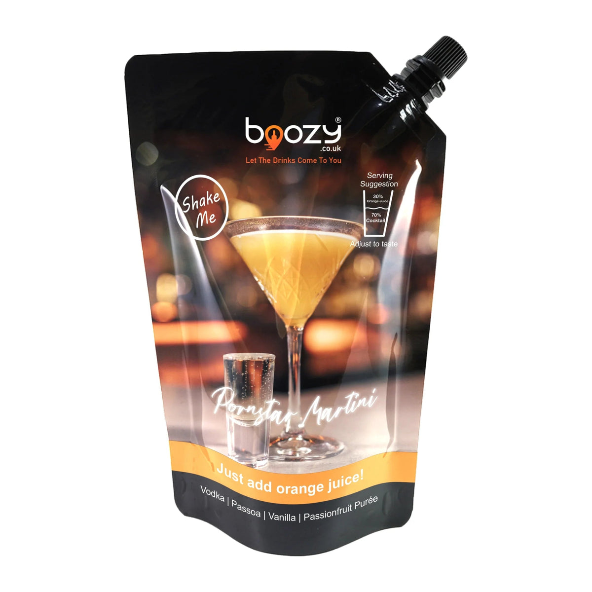 Boozy Pornstar Martini Cocktail, 17% ABV, 500ml, 7-8 Servings, Just Add Orange Juice, Premium Ready Mixed Cocktail - Boozy