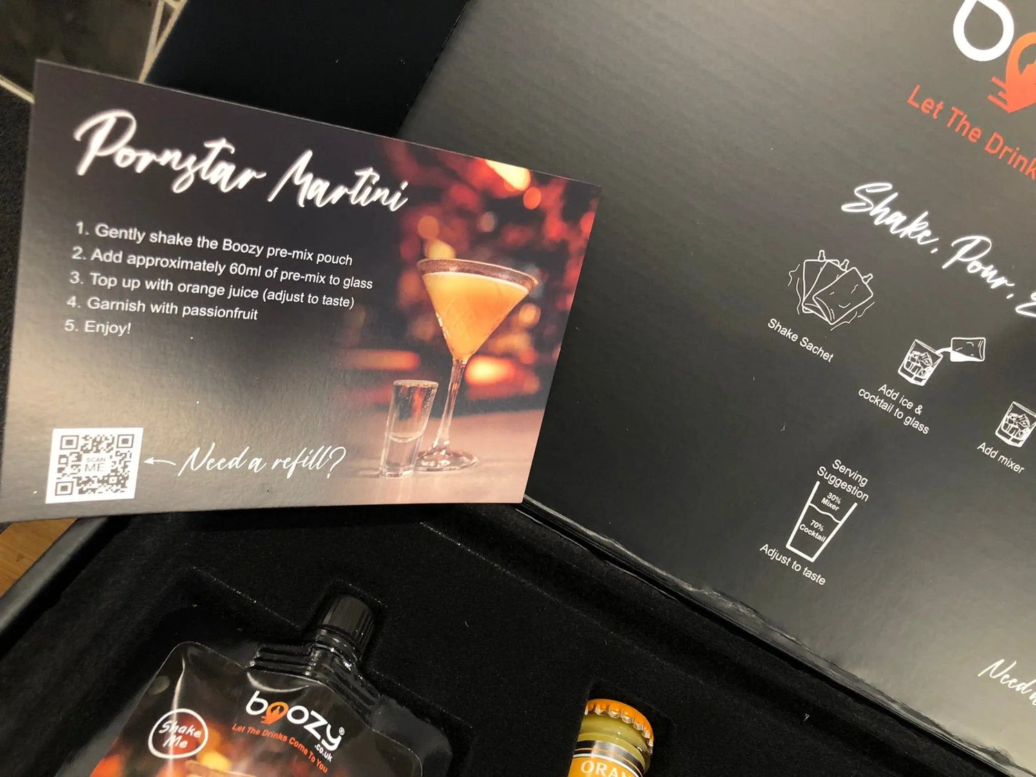 Boozy Pornstar Martini Cocktail Kit With Shaker & Glasses In Gift Box