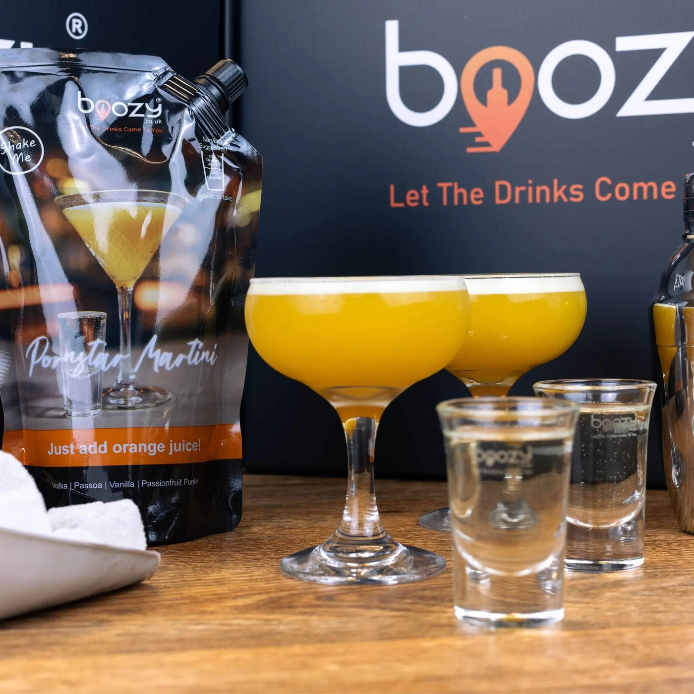 Boozy Pornstar Martini Cocktail Kit With Shaker & Glasses In Gift Box