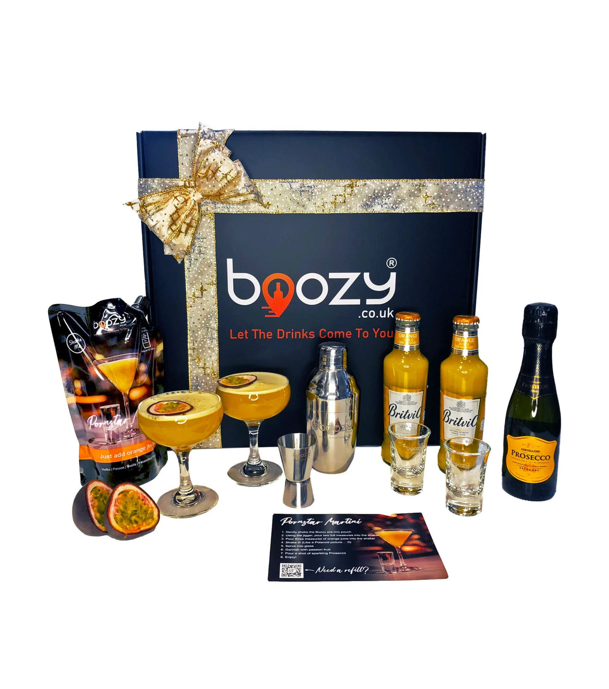 Boozy Pornstar Martini Cocktail Kit With Shaker & Glasses In Gift Box - Boozy