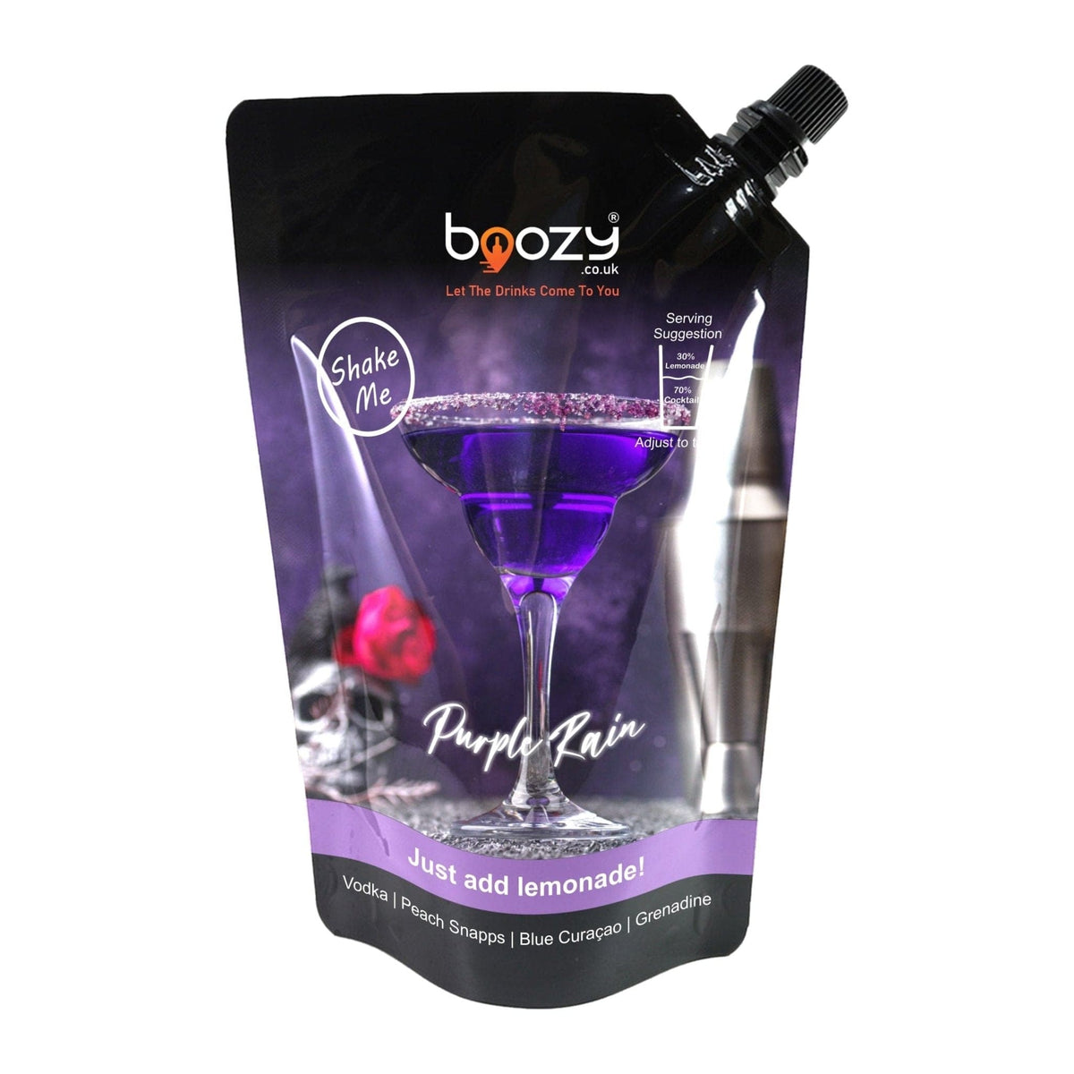 Boozy Purple Rain Cocktail, 21% ABV, 500ml, 7-8 Servings, Just Add Lemonade, Premium Ready Mixed Cocktail - Boozy
